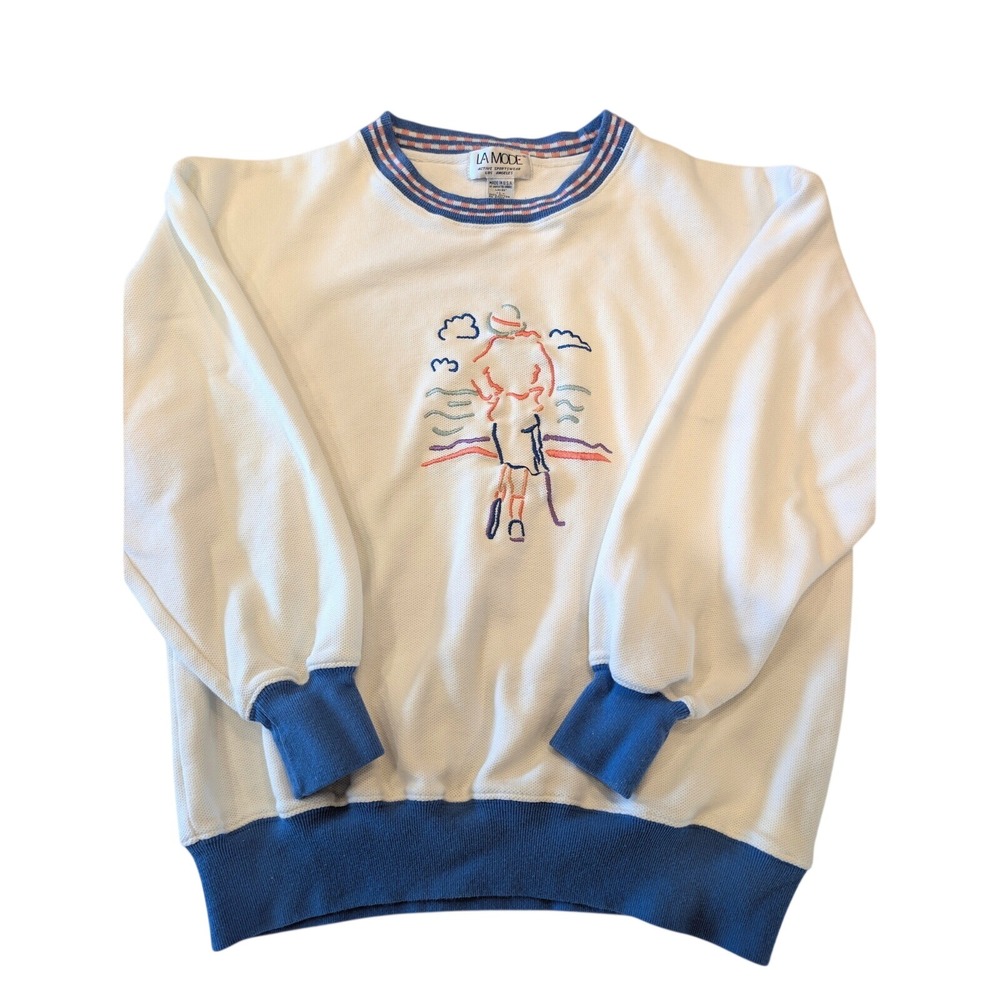 Vintage LA Mode Active Sportswear Embroidered Crewneck Sweatshirt Womens L